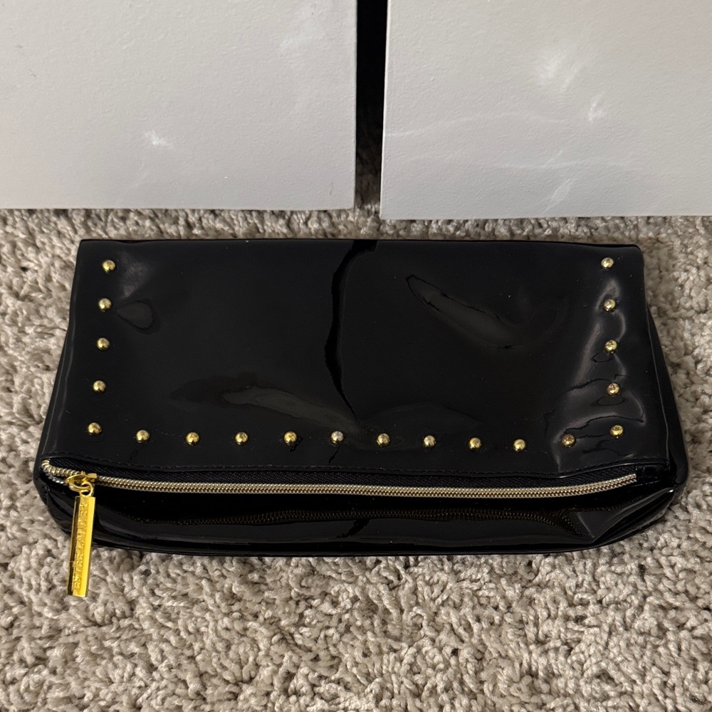 Estee Lauder Glossy Black Clutch with Gold Studs